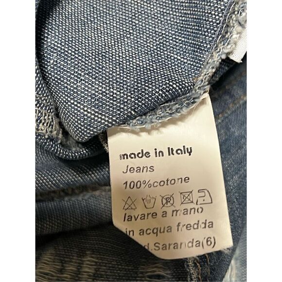 Rare Made in Italy Denim Jacket with Art Painted Floral Design Embellished Size - Picture 7 of 7